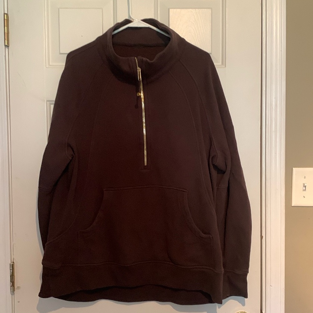 Lululemon Funnel Neck 1/4 Zip in “Espresso”  Scuba Size XL/XXL Rare - Picture 2 of 11